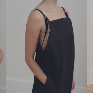 Baserange long strap overalls in Black size Small